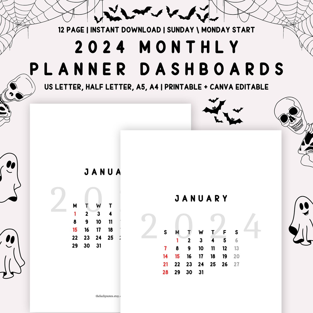 2024 Printable Planner Dashboard Minimalist Inserts Planner Etsy UK