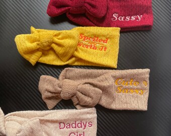 Baby and Toddler Head Bands with bunny bows,  Monogrammed and personalized
