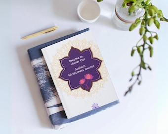Diario personalizado de atención plena para la claridad, diario de meditación, regalo espiritual, planificador de objetivos, diseño de loto, bloc de notas de escritura zen, Buda, Vesak