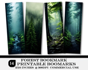 Forest Printable Bookmarks, Cute Bookmark Set, Nature Bookmarks PNG Bundle for Book Lovers, Perfect Gift Idea for Readers