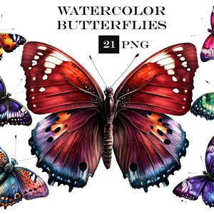 Aquarell Schmetterlinge ClipArt, Schmetterling PNG, bunte Schmetterling Clipart, kommerzielle Nutzung, sofortiger digitaler Download