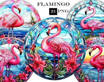 21 Watercolor Flamingo Clipart: Tropical PNG Bundle (Digital Download)