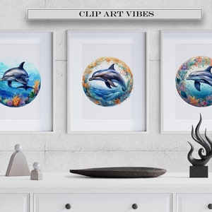 8 PNG Dolphin Clipart Bundle, Dolphin PNG Bundle, Ocean Clipart with Transparent Background for Commercial Use