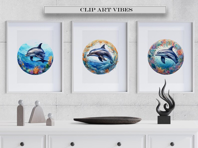 8 PNG Dolphin Clipart Bundle, Dolphin PNG Bundle, Ocean Clipart with Transparent Background for Commercial Use