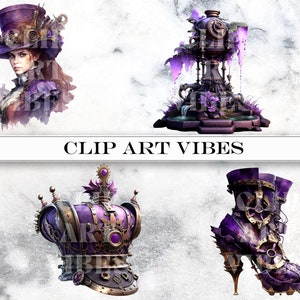 oyal Steampunk ClipArt, Watercolor Steampunk PNG, Victorian Clipart Bundle, Fantasy Clipart, Commercial Use, Instant Digital Download