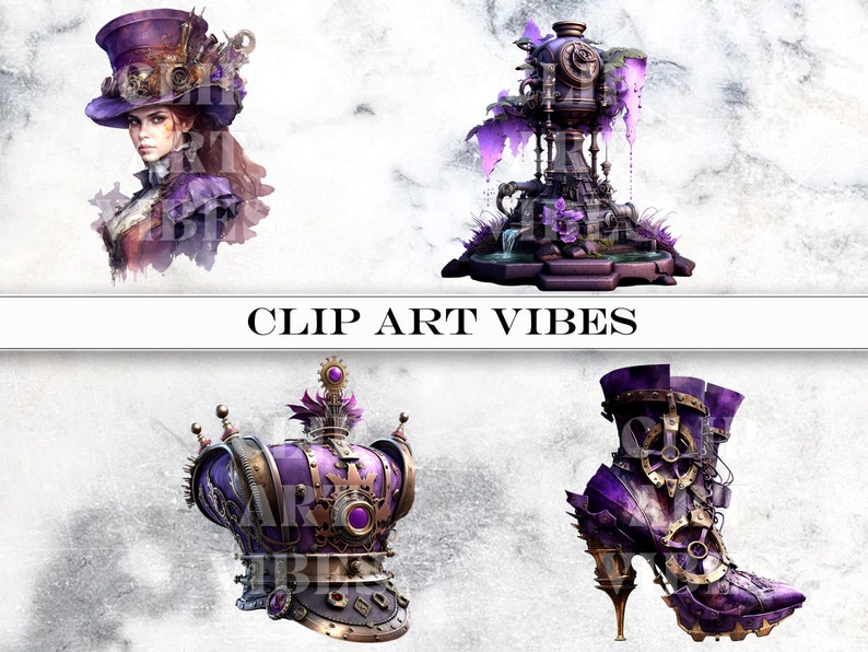 oyal Steampunk ClipArt, Watercolor Steampunk PNG, Victorian Clipart Bundle, Fantasy Clipart, Commercial Use, Instant Digital Download