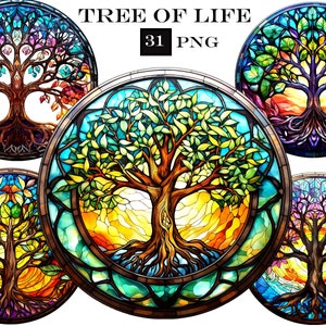 Tree of Life Clipart Bundle, Celtic Tree Clipart PNG Bundel met transparante achtergrond voor stamboom en Tree of Life Craft Designs