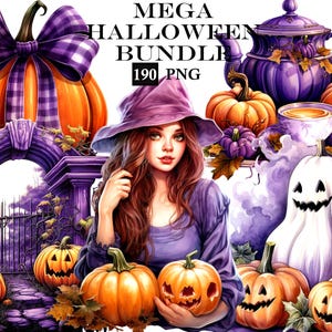 Spooky Halloween Clipart Mega Bundle: Ghosts, Pumpkins, Witches (Digital Download)
