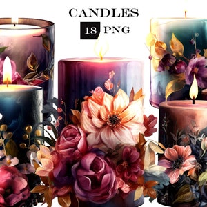 18 PNG Watercolor Candle Clipart Bundle, Candle PNG Clip Art Bundle, Candle SVG, Instant Digital Download for Commercial Use