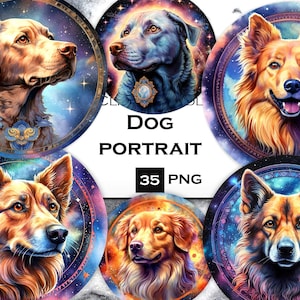 35 PNG Dog Clipart Bundle, Dog Breed Clip Art PNG Bundle with Transparent Background for Sublimation Designs