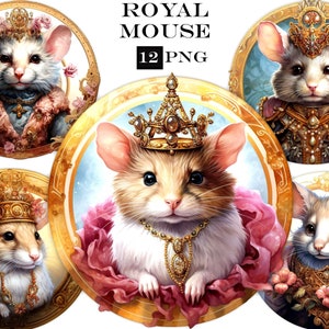 12 PNG Mouse Clipart Bundle, Fairytale Mouse PNG Clip Art Bundle with Transparent Background