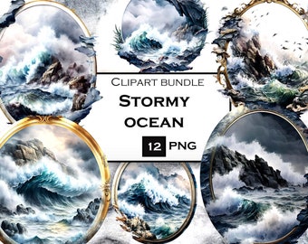 Ocean Clipart, Nautical Clipart Bundle, Commercial Use, Instant Digital Download