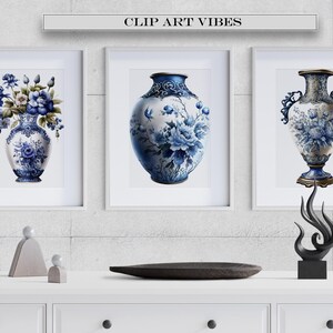 Delft Blue Vase Clip Art Flower Vase Clipart Bundle Flower - Etsy
