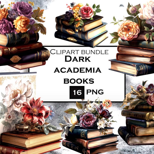 16 PNG Dark Academia boek clipart bundel, lezen clipart PNG bundel, boekenwurm illustraties, boek SVG, commercieel gebruik, instant digitale download