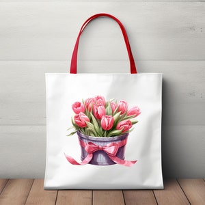 Pink Tulip Clipart Bundle, Watercolor Flowers PNG, Tulip SVG, Spring ...