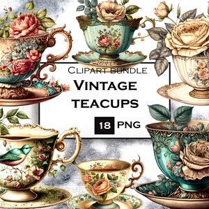 Teacup Clipart Tea Clipart Teacup Floral Vintage Tea Cups Tea Party Clipart Tea  Cups Clipart Teapots Digital Collage Sheet Fussy Cut,cricut -  Israel