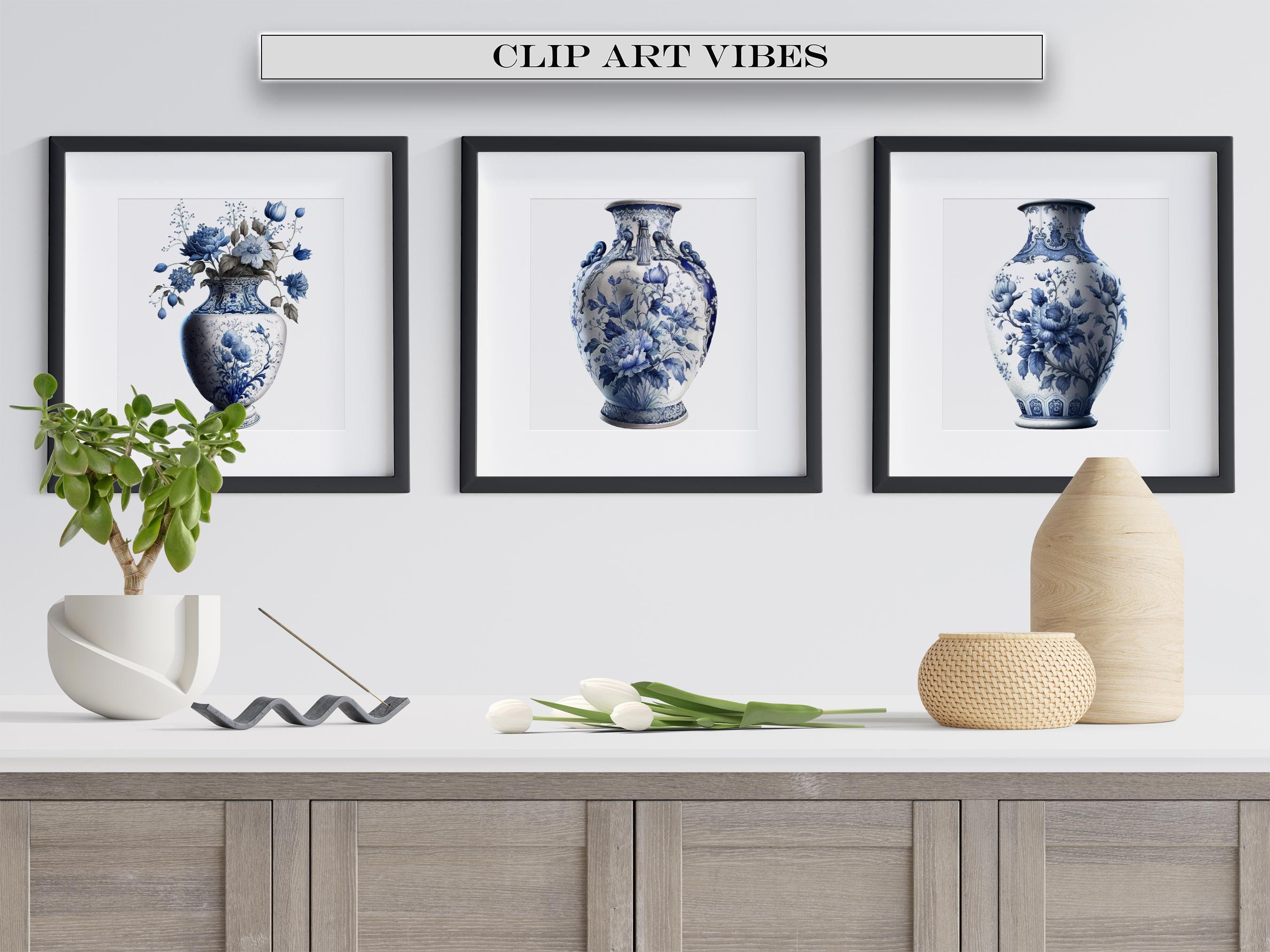 Delft Blue Vase Clip Art, Flower Vase Clipart Bundle, Flower Vase SVG ...