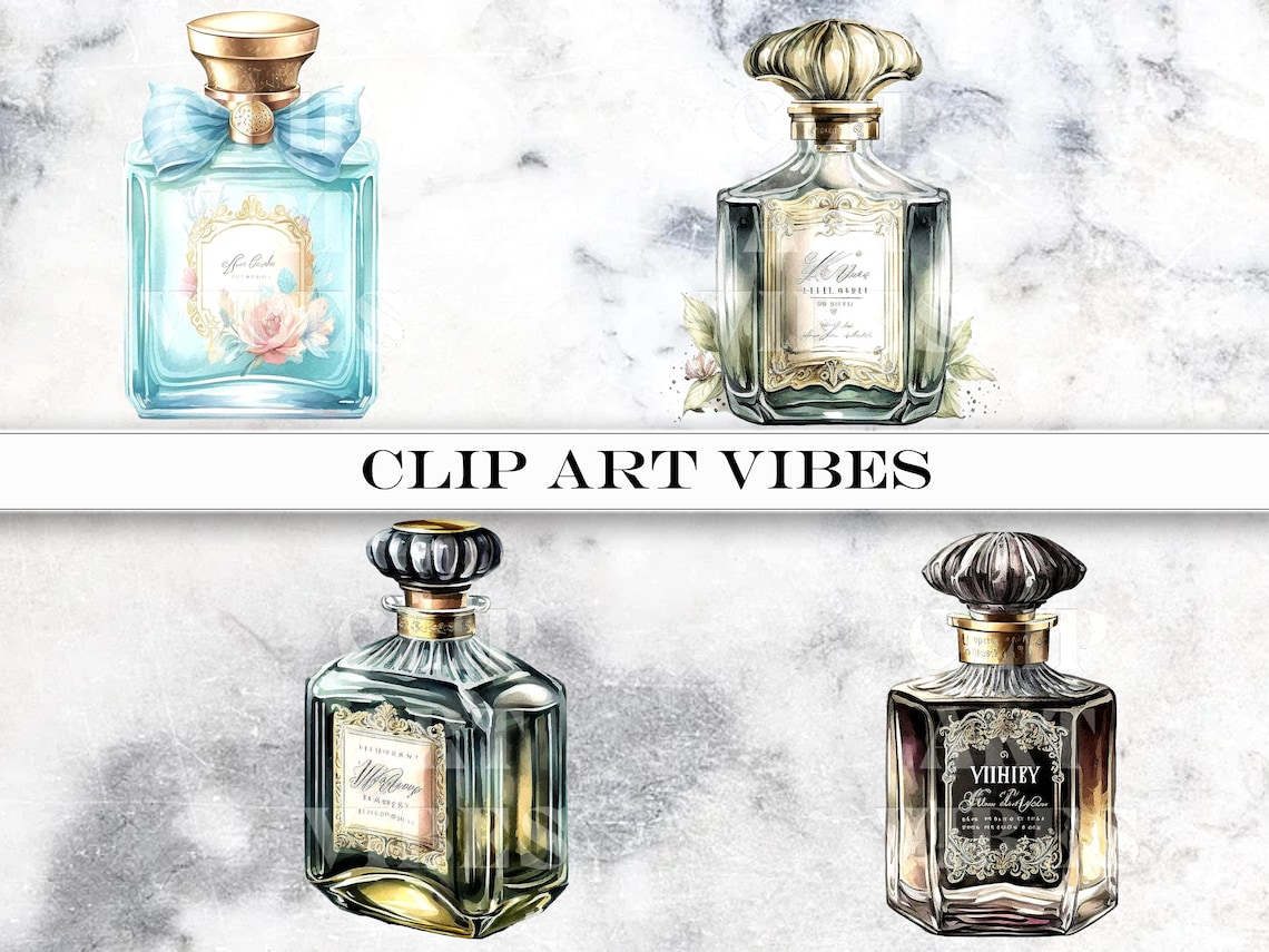 Perfume Bottles Clip Art, Watercolor Perfume Clip Art Bundle, Pastel ...