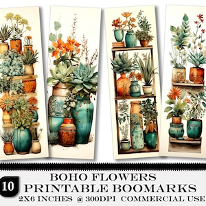 Botanical Bookmarks: Boho Floral PNG Bundle (PDF & PNG)