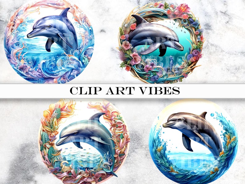 8 PNG Dolphin Clipart Bundle, Dolphin PNG Bundle, Ocean Clipart with Transparent Background for Commercial Use