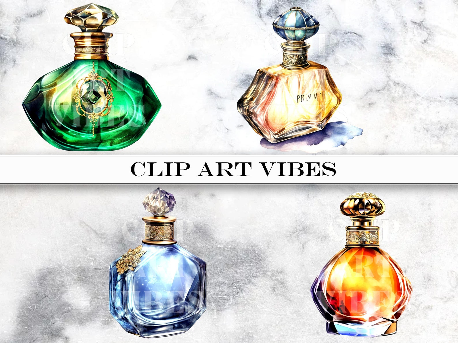 23 PNG Perfume Bottle Clip Art Bundle, Watercolor Perfume Clip Art PNG ...