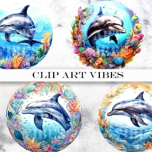 8 PNG Dolphin Clipart Bundle, Dolphin PNG Bundle, Ocean Clipart with Transparent Background for Commercial Use