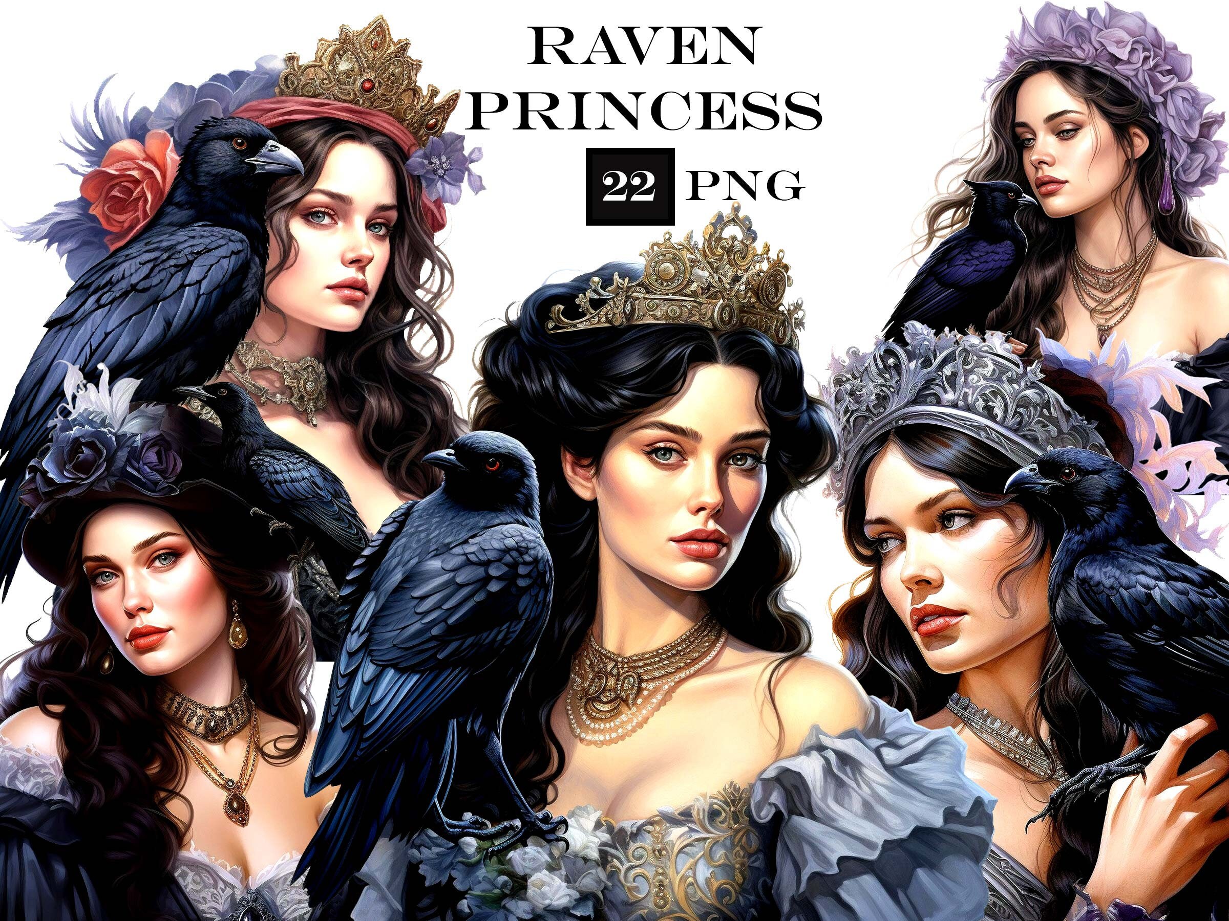 Princess Raven Raven Princess Clipart Bundle: Gothic Fantasy Pngs (22 Files) - Etsy