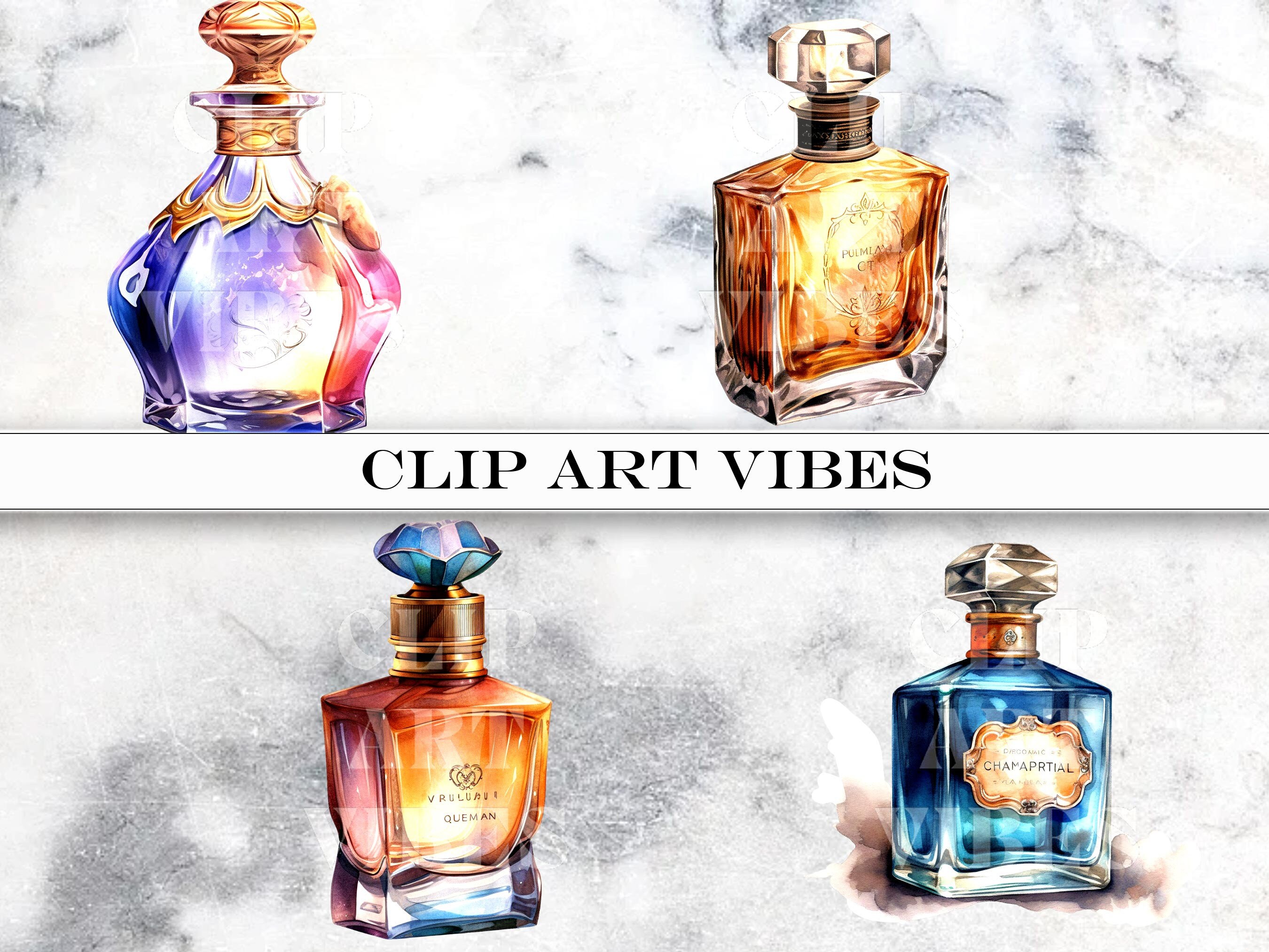 23 PNG Perfume Bottle Clip Art Bundle, Watercolor Perfume Clip Art PNG ...