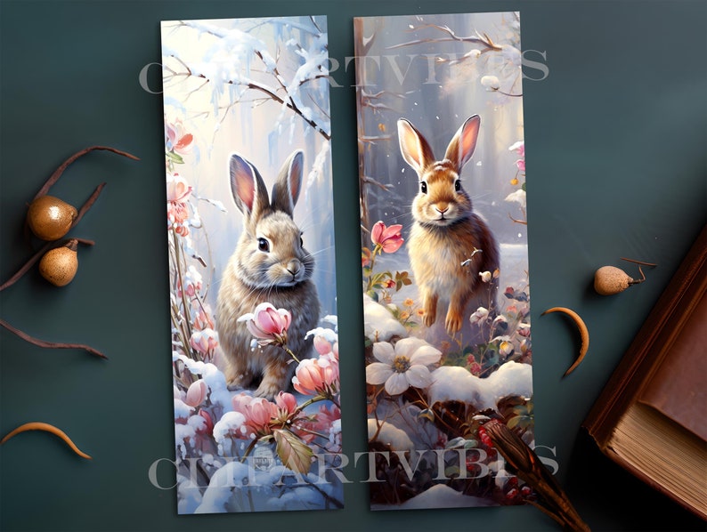 Bunny Printable Bookmarks Bundle - Cute Rabbit Design PNG Bookmarks for ...