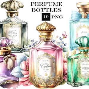 Perfume Bottles Clip Art, Watercolor Perfume Clip Art Bundle, Pastel ...