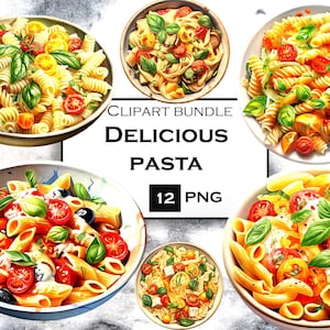 Italian Food Clipart Bundle, Pasta Clip Art PNG Files with Transparent Background, Digital Clipart PNG