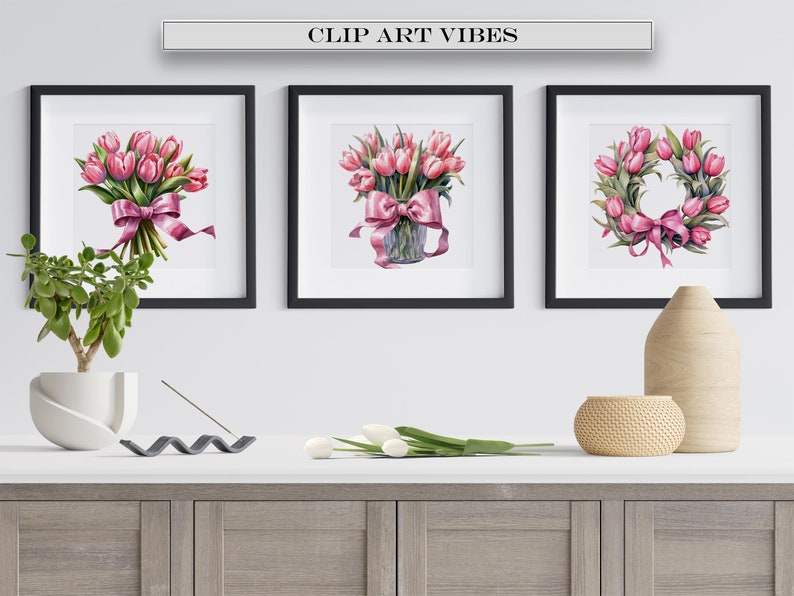 Pink Tulip Clipart Bundle, Watercolor Flowers PNG, Tulip SVG, Spring ...