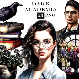 Dark Academia Clipart, Bücherwurm Clipart, Gothic SVG, kommerzielle Nutzung, sofortiger digitaler Download