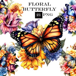 Bundle de cliparts aquarelle papillon, PNG de papillon, clipart papillon coloré pour journal indésirable, arrière-plan Transparent