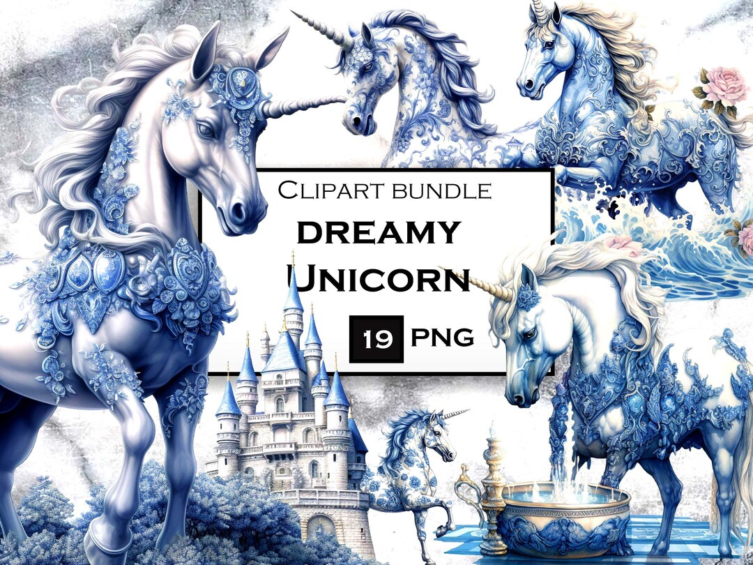 19 PNG Unicorn Clipart Bundle, Fantasy Clip Art PNG Bundle With ...