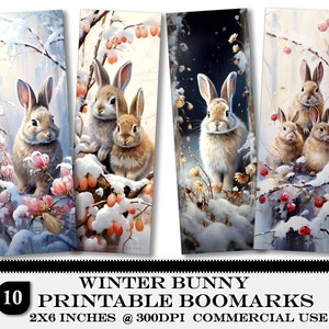 Bunny Printable Bookmarks Bundle - Cute Rabbit Design PNG Bookmarks for Reading Lovers