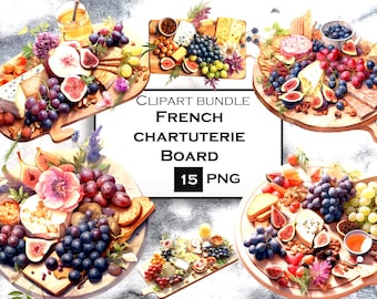 French Charcuterie Clipart Bundle: Watercolor Food PNG (Digital Download)