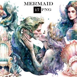 Lot de cliparts sirène SVG Sirène PNG Lot de cliparts fantastique et mystique avec informations transparentes. Utilisation commerciale