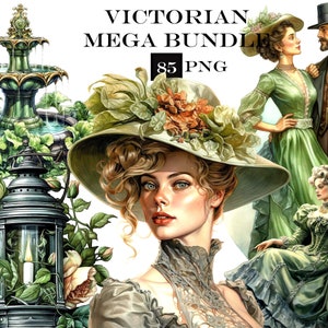 85 PNG MEGA BUNDLE Pacchetto di clipart vittoriano dell'acquerello, pacchetto di clip art Steampunk, clipart fantasy