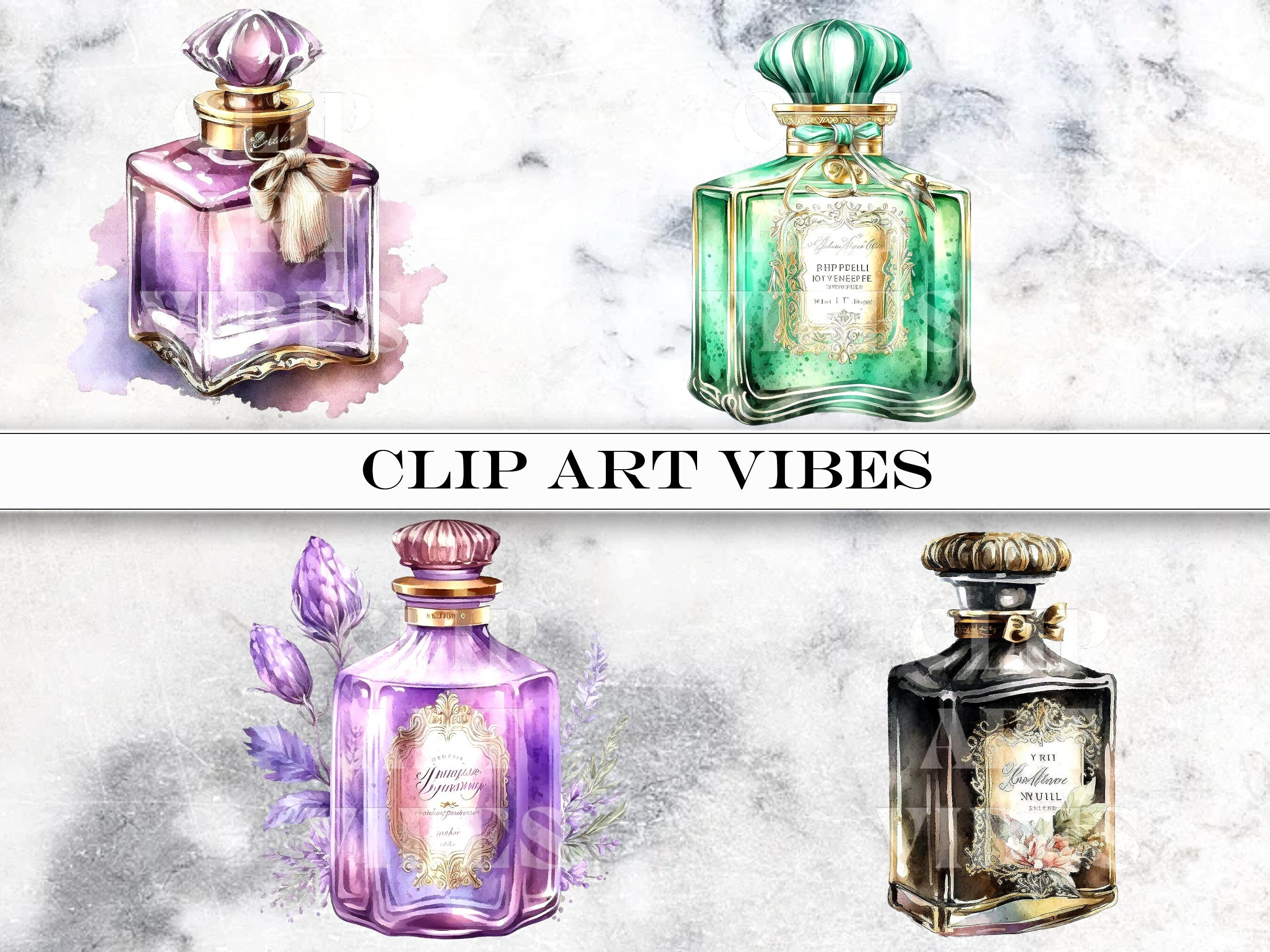 Perfume Bottles Clip Art, Watercolor Perfume Clip Art Bundle, Pastel ...