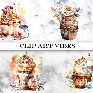 Watercolor Cupcakes Clip Art, Cupcakes Clip Art Bundle, Cupcake PNG ...