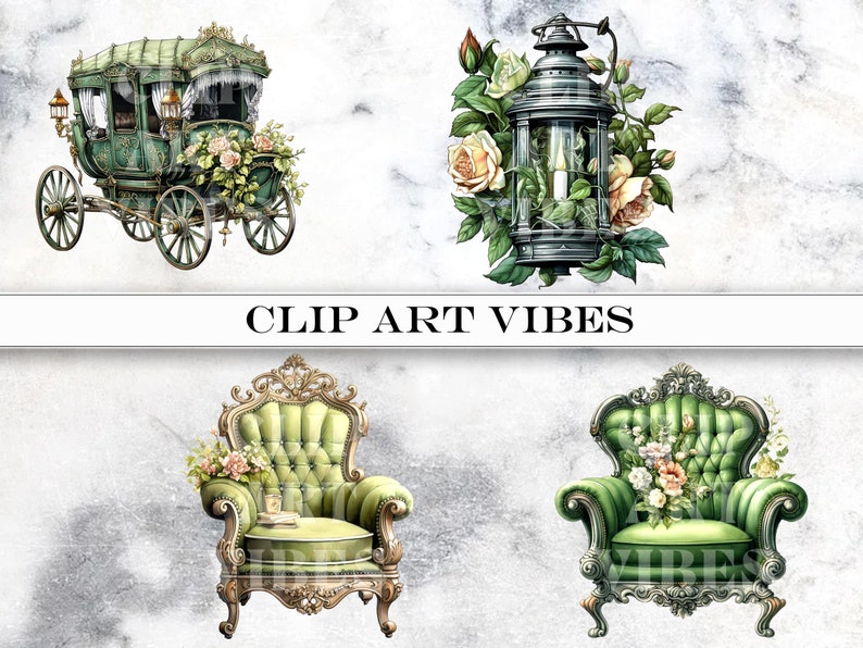 5 PNG MEGA BUNDLE Watercolor Victorian Clipart Bundle, Steampunk Clip Art Bundle, Fantasy Clipart