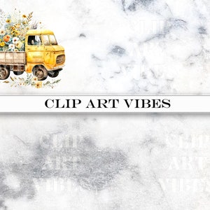 lower Truck Clip Art, Watercolor Truck Cilp Art Bundle, Romantic Truck Clipart, Floral PNG, Commercial Use, Instant Digital Download