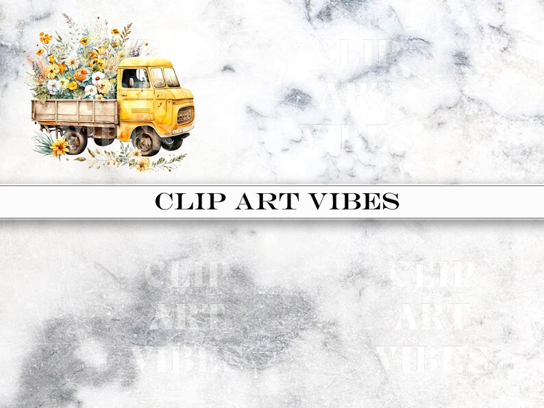 lower Truck Clip Art, Watercolor Truck Cilp Art Bundle, Romantic Truck Clipart, Floral PNG, Commercial Use, Instant Digital Download
