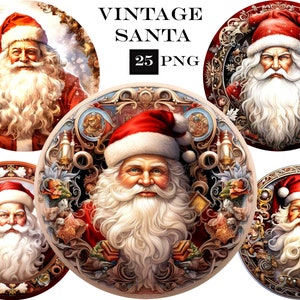 Pacchetto da 25 PNG Natale Clipart Babbo Natale Clip Art, Pacchetto PNG acquerello invernale per lavoretti di carta natalizi