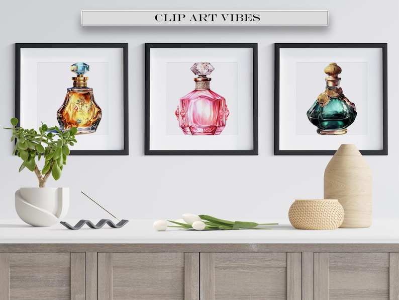 23 PNG Perfume Bottle Clip Art Bundle, Watercolor Perfume Clip Art PNG ...