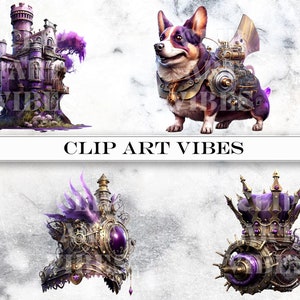 oyal Steampunk ClipArt, Watercolor Steampunk PNG, Victorian Clipart Bundle, Fantasy Clipart, Commercial Use, Instant Digital Download