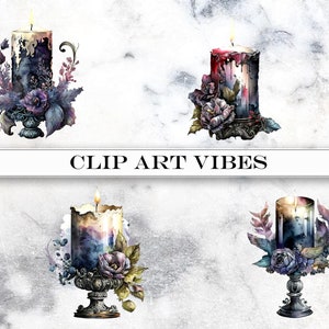 Gothic Candle Clipart Gothic Floral Candle Clipart Bundle - Etsy