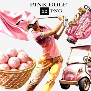 22 PNG Golf Clipart Bundle, Sport Clip Art PNG, Golf Club Clipart per diari spazzatura e Scrapbooking con sfondo trasparente