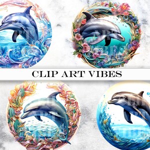 Paquete de imágenes prediseñadas de delfines: 18 PNG oceánicos para uso comercial imagen 10
